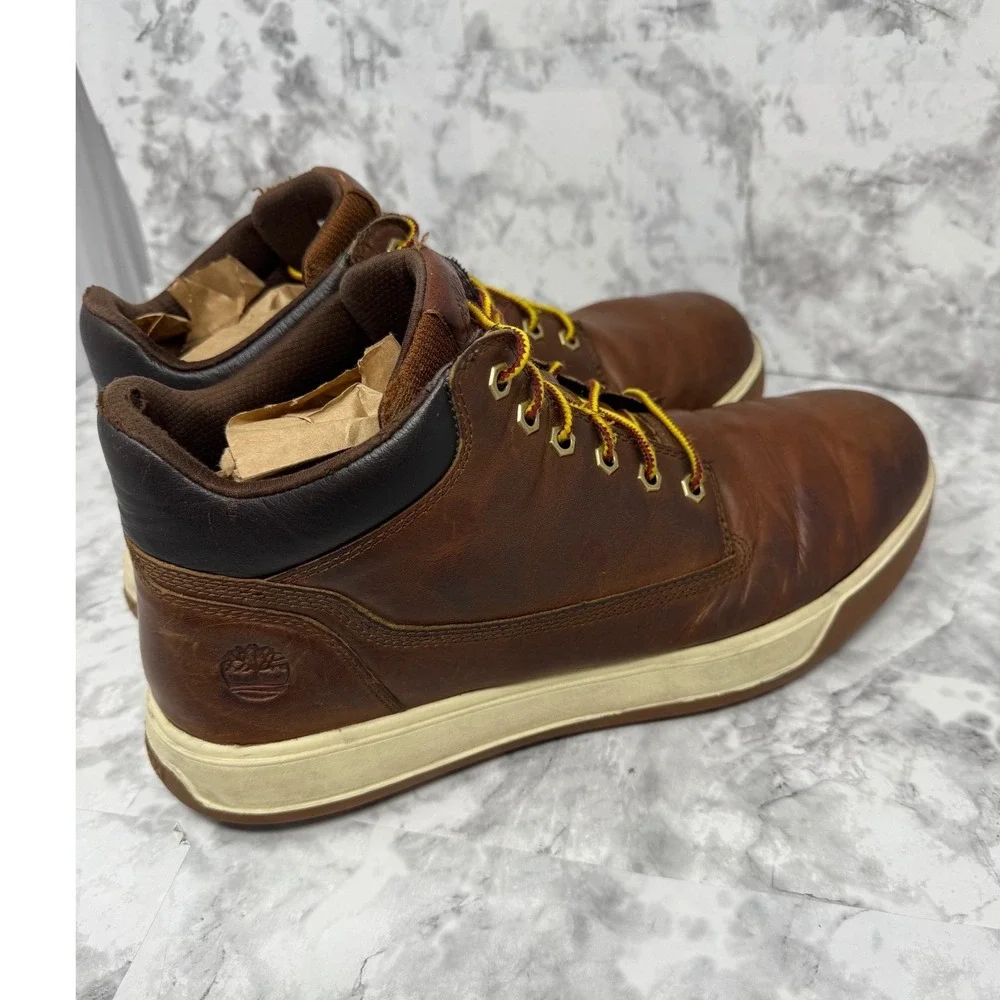 Timberland Davis Square Chukka Brown Leather Boots Mens 11 A17P3 Mid Top Sneaker